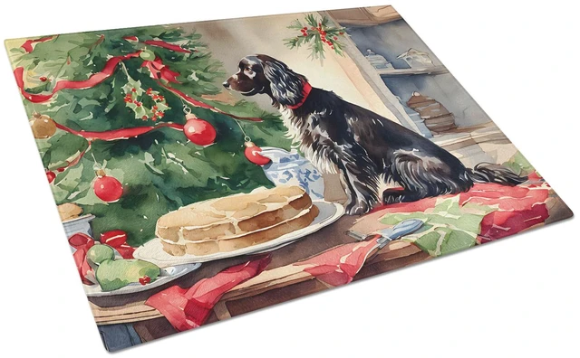 Main image of NEW Boykin Spaniel Christmas Cookies Glass Cutting Board Decorative Tempered Glass Kitchen Cutting and Serving Board Large Size
