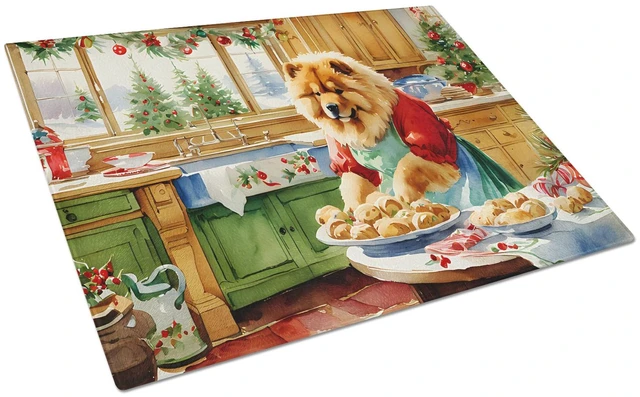 Main image of NEW Chow Chow Christmas Cookies Glass Cutting Board Decorative Tempered Glass Kitchen Cutting and Serving Board Large Size Chopp