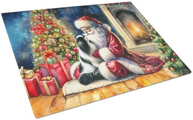 Main image of NEW Japanese Chin and Santa Claus Glass Cutting Board Decorative Tempered Glass Kitchen Cutting and Serving Board Large Size Cho