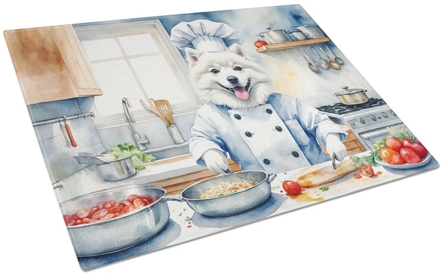 Main image of NEW American Eskimo The Chef Glass Cutting Board Decorative Tempered Glass Kitchen Cutting and Serving Board Large Size Chopping