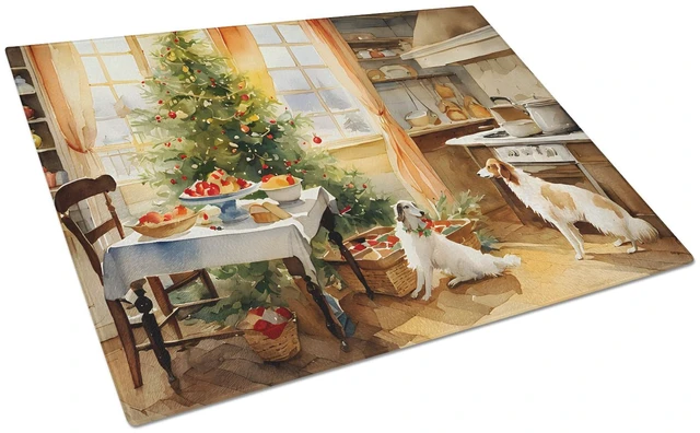 Main image of NEW Borzoi Christmas Cookies Glass Cutting Board Decorative Tempered Glass Kitchen Cutting and Serving Board Large Size Chopping