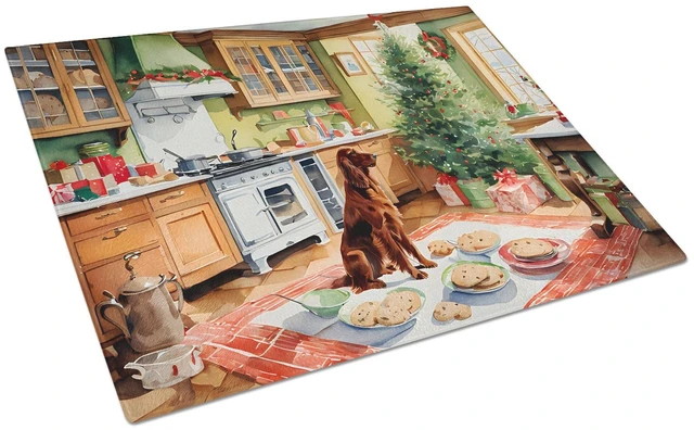 Main image of NEW Irish Setter Christmas Cookies Glass Cutting Board Decorative Tempered Glass Kitchen Cutting and Serving Board Large Size Ch
