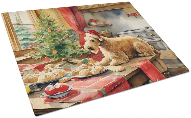 Main image of NEW Lakeland Terrier Christmas Cookies Glass Cutting Board Decorative Tempered Glass Kitchen Cutting and Serving Board Large Siz
