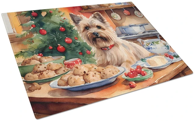 Main image of NEW Cairn Terrier Christmas Cookies Glass Cutting Board Decorative Tempered Glass Kitchen Cutting and Serving Board Large Size C