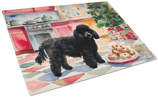 Main image of NEW Poodle Christmas Cookies Glass Cutting Board Decorative Tempered Glass Kitchen Cutting and Serving Board Large Size Chopping