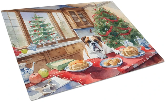 Main image of NEW Boxer Christmas Cookies Glass Cutting Board Decorative Tempered Glass Kitchen Cutting and Serving Board Large Size Chopping