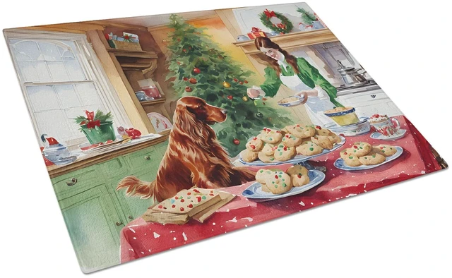 Main image of NEW Irish Setter Christmas Cookies Glass Cutting Board Decorative Tempered Glass Kitchen Cutting and Serving Board Large Size Ch