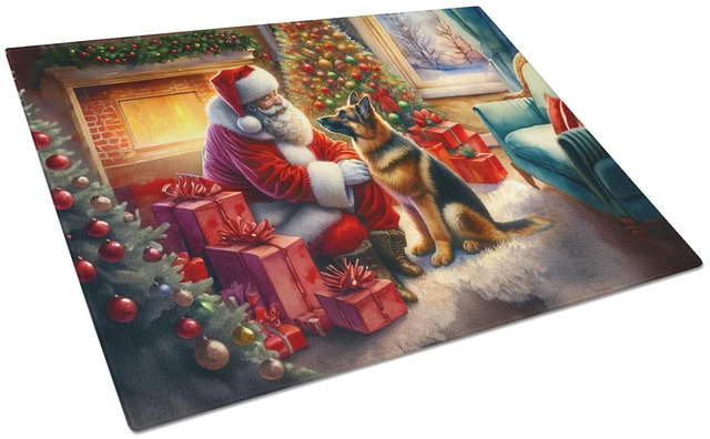 Main image of NEW German Shepherd and Santa Claus Glass Cutting Board Decorative Tempered Glass Kitchen Cutting and Serving Board Large Size C