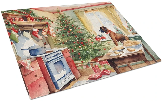 Main image of NEW Boxer Christmas Cookies Glass Cutting Board Decorative Tempered Glass Kitchen Cutting and Serving Board Large Size Chopping