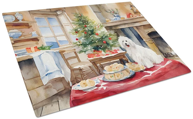 Main image of NEW Coton De Tulear Christmas Cookies Glass Cutting Board Decorative Tempered Glass Kitchen Cutting and Serving Board Large Size