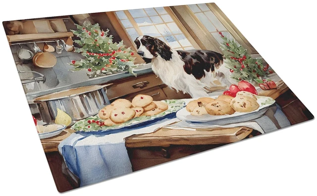 Main image of NEW English Cocker Spaniel Christmas Cookies Glass Cutting Board Decorative Tempered Glass Kitchen Cutting and Serving Board Lar