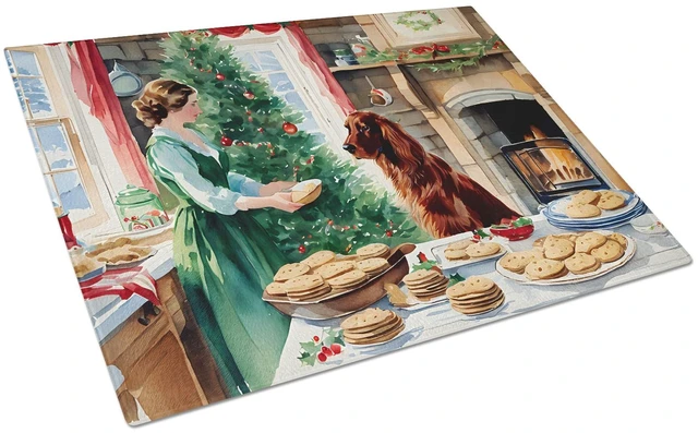 Main image of NEW Irish Setter Christmas Cookies Glass Cutting Board Decorative Tempered Glass Kitchen Cutting and Serving Board Large Size Ch