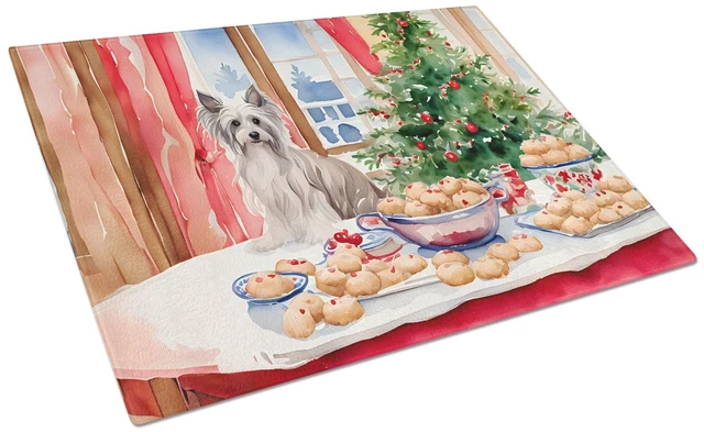 Main image of NEW Chinese Crested Christmas Cookies Glass Cutting Board Decorative Tempered Glass Kitchen Cutting and Serving Board Large Size