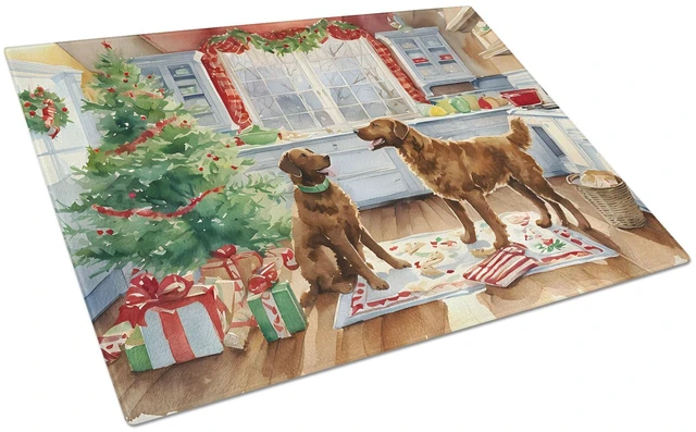 Main image of NEW Chesapeake Bay Retriever Christmas Cookies Glass Cutting Board Decorative Tempered Glass Kitchen Cutting and Serving Board L