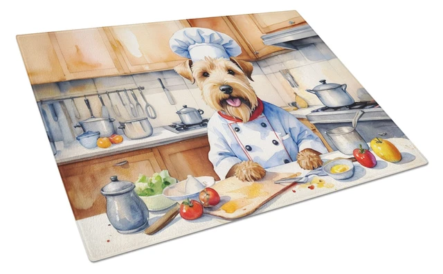 Main image of NEW Wheaten Terrier The Chef Glass Cutting Board Decorative Tempered Glass Kitchen Cutting and Serving Board Large Size Chopping