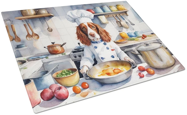 Main image of NEW Welsh Springer Spaniel The Chef Glass Cutting Board Decorative Tempered Glass Kitchen Cutting and Serving Board Large Size C