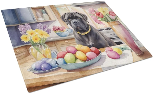 Main image of Decorating Easter Cane Corso Glass Cutting Board Decorative Tempered Glass Kitchen Cutting and Serving Board Large Size Chopping