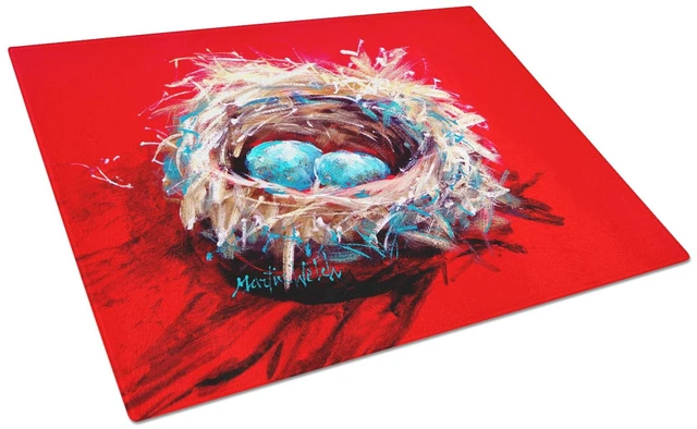 Main image of NEW EggStra Special Bird Nest Glass Cutting Board Decorative Tempered Glass Kitchen Cutting and Serving Board Large Size Choppi