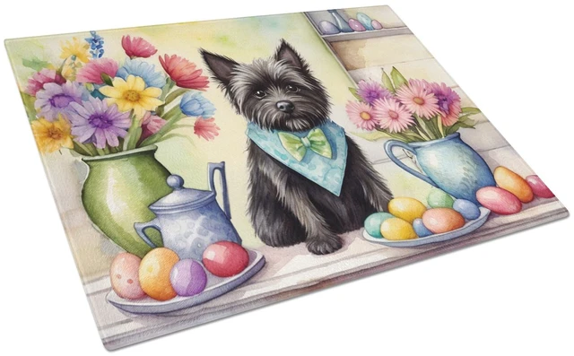 Main image of NEW Decorating Easter Cairn Terrier Glass Cutting Board Decorative Tempered Glass Kitchen Cutting and Serving Board Large Size C