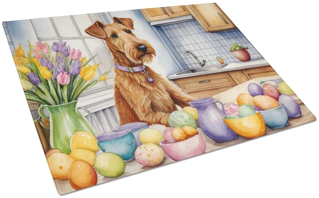 Main image of NEW Decorating Easter Irish Terrier Glass Cutting Board Decorative Tempered Glass Kitchen Cutting and Serving Board Large Size C