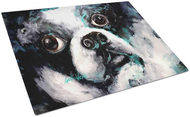 Main image of NEW Boston Terrier Pretty Please Glass Cutting Board Decorative Tempered Glass Kitchen Cutting and Serving Board Large Size Chop
