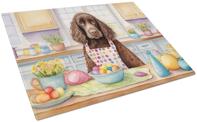 Main image of Decorating Easter American Water Spaniel Glass Cutting Board Decorative Tempered Glass Kitchen Cutting and Serving Board Large S