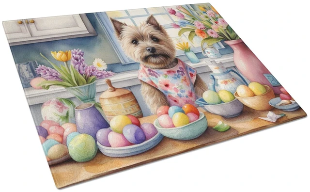 Main image of NEW Decorating Easter Cairn Terrier Glass Cutting Board Decorative Tempered Glass Kitchen Cutting and Serving Board Large Size C