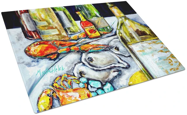 Main image of NEW Sit A Spell Seafood Dinner Glass Cutting Board Decorative Tempered Glass Kitchen Cutting and Serving Board Large Size Choppi