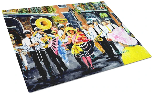 Main image of NEW French Quarter Frolic Glass Cutting Board Decorative Tempered Glass Kitchen Cutting and Serving Board Large Size Chopping Bo