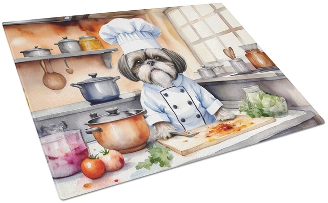 Main image of NEW Shih Tzu The Chef Glass Cutting Board Decorative Tempered Glass Kitchen Cutting and Serving Board Large Size Chopping Board
