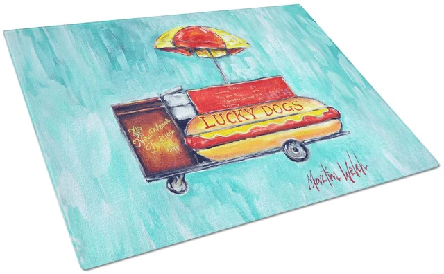 Main image of NEW Hot Dog Cart Glass Cutting Board Decorative Tempered Glass Kitchen Cutting and Serving Board Large Size Chopping Board