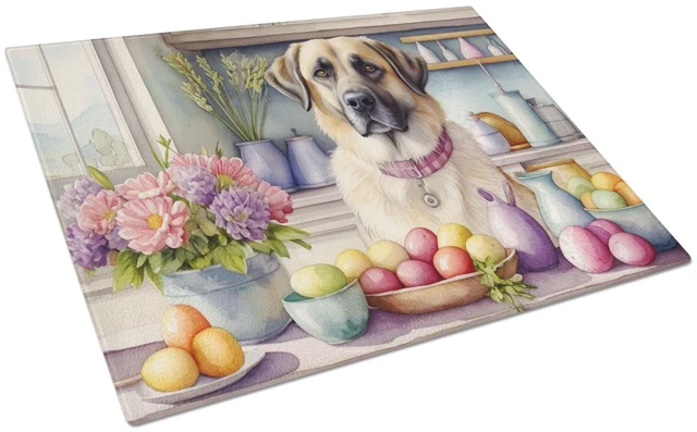 Main image of NEW Decorating Easter Anatolian Shepherd Dog Glass Cutting Board Decorative Tempered Glass Kitchen Cutting and Serving Board Lar