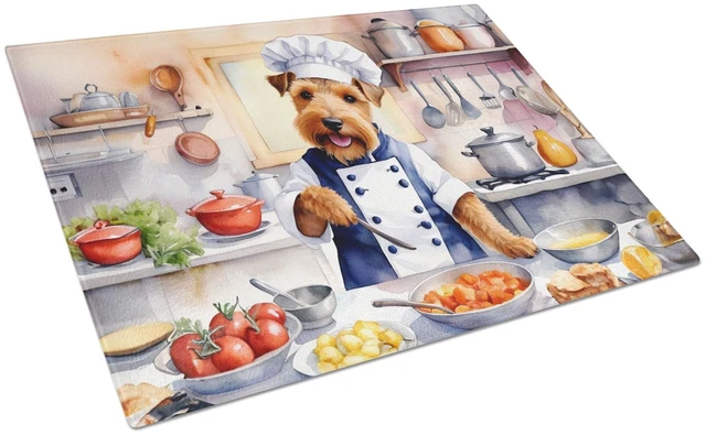 Main image of Welsh Terrier The Chef Glass Cutting Board Decorative Tempered Glass Kitchen Cutting and Serving Board Large Size Chopping Board