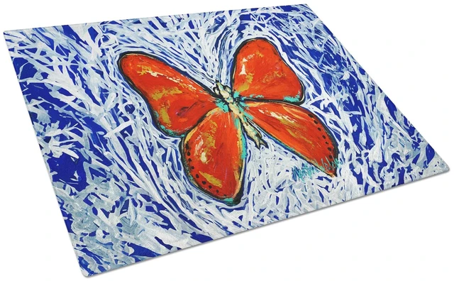 Main image of NEW Red Glider Butterfly Glass Cutting Board Decorative Tempered Glass Kitchen Cutting and Serving Board Large Size Chopping Boa