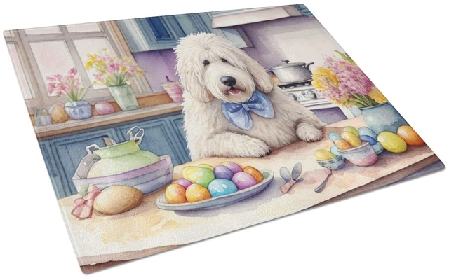 Main image of Decorating Easter Komondor Glass Cutting Board Decorative Tempered Glass Kitchen Cutting and Serving Board Large Size Chopping B