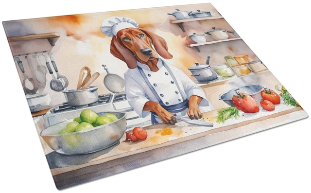 Main image of NEW Redbone Coonhound The Chef Glass Cutting Board Decorative Tempered Glass Kitchen Cutting and Serving Board Large Size Choppi