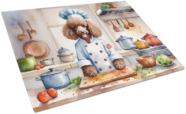 Main image of NEW Chocolate Poodle The Chef Glass Cutting Board Decorative Tempered Glass Kitchen Cutting and Serving Board Large Size Choppin