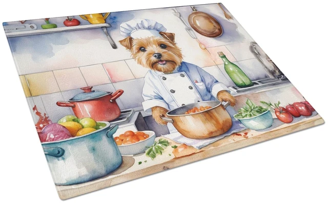 Main image of NEW Norfolk Terrier The Chef Glass Cutting Board Decorative Tempered Glass Kitchen Cutting and Serving Board Large Size Chopping
