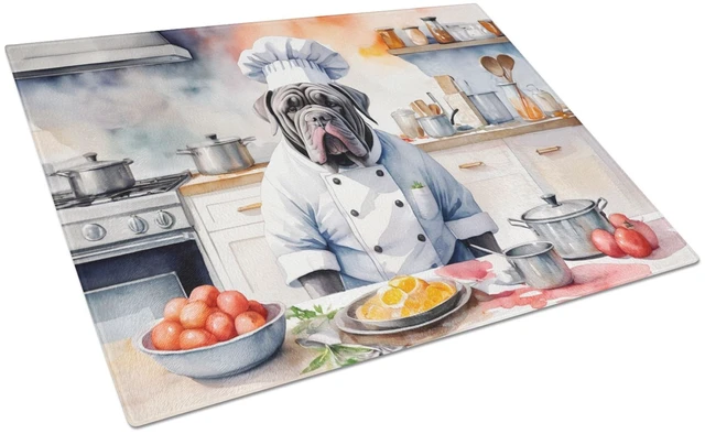Main image of NEW Neapolitan Mastiff The Chef Glass Cutting Board Decorative Tempered Glass Kitchen Cutting and Serving Board Large Size Chopp
