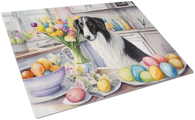 Main image of NEW Decorating Easter Borzoi Glass Cutting Board Decorative Tempered Glass Kitchen Cutting and Serving Board Large Size Chopping