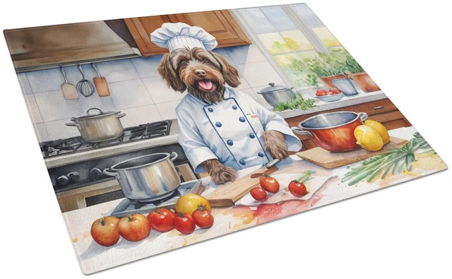 Main image of NEW Wirehaired Pointing Griffon The Chef Glass Cutting Board Decorative Tempered Glass Kitchen Cutting and Serving Board Large S