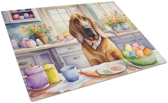 Main image of NEW Decorating Easter Bloodhound Glass Cutting Board Decorative Tempered Glass Kitchen Cutting and Serving Board Large Size Chop