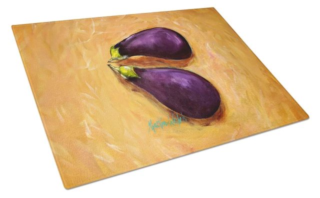 Main image of NEW EP II Eggplant Glass Cutting Board Decorative Tempered Glass Kitchen Cutting and Serving Board Large Size Chopping Board
