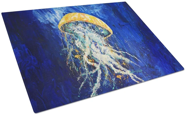 Main image of NEW Free Fall Jellyfish Glass Cutting Board Decorative Tempered Glass Kitchen Cutting and Serving Board Large Size Chopping Boar