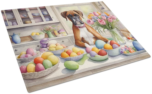 Main image of NEW Decorating Easter Boxer Glass Cutting Board Decorative Tempered Glass Kitchen Cutting and Serving Board Large Size Chopping