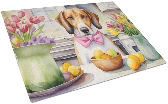 Main image of NEW Decorating Easter American Foxhound Glass Cutting Board Decorative Tempered Glass Kitchen Cutting and Serving Board Large Si