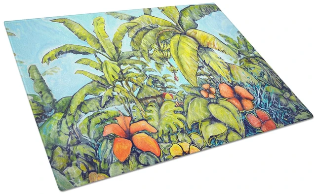 Main image of NEW Banana Cabana Glass Cutting Board Decorative Tempered Glass Kitchen Cutting and Serving Board Large Size Chopping Board
