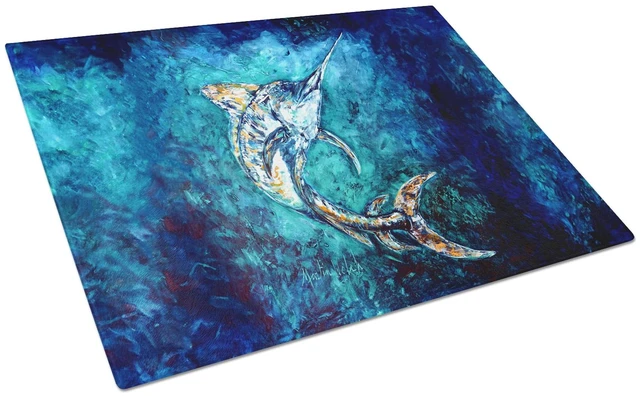 Main image of NEW American Marlin Glass Cutting Board Decorative Tempered Glass Kitchen Cutting and Serving Board Large Size Chopping Board