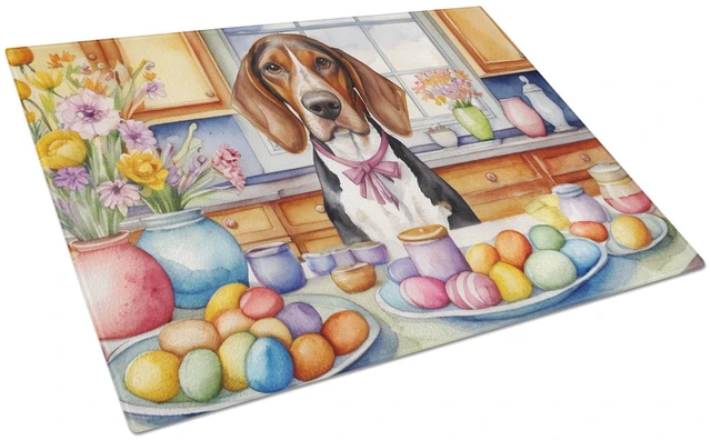 Main image of NEW Decorating Easter American English Coonhound Glass Cutting Board Decorative Tempered Glass Kitchen Cutting and Serving Board