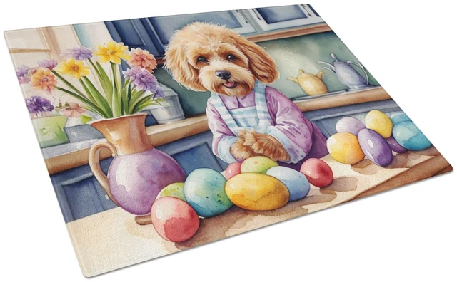 Main image of NEW Decorating Easter Cockapoo Glass Cutting Board Decorative Tempered Glass Kitchen Cutting and Serving Board Large Size Choppi